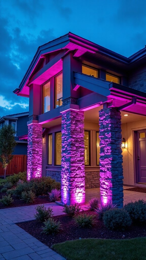 architectural features transformed by rgb floodlights