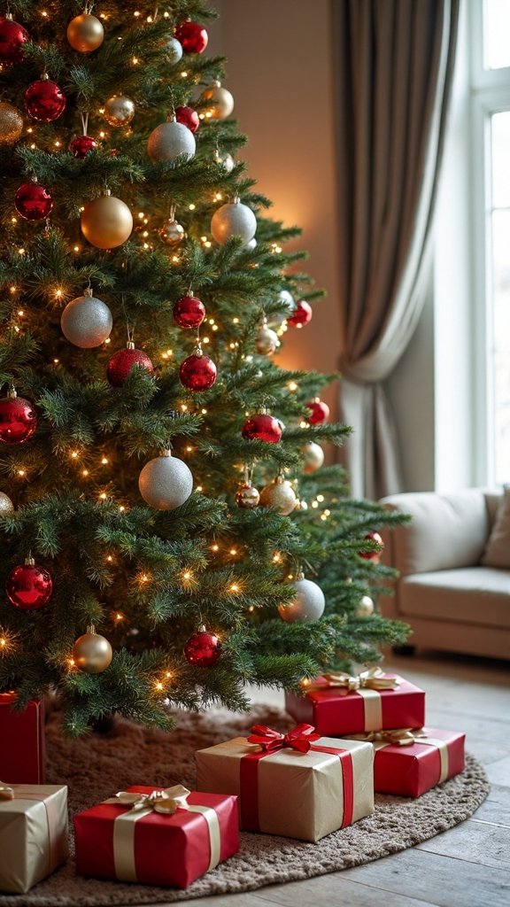 balanced perfectly decorated christmas tree