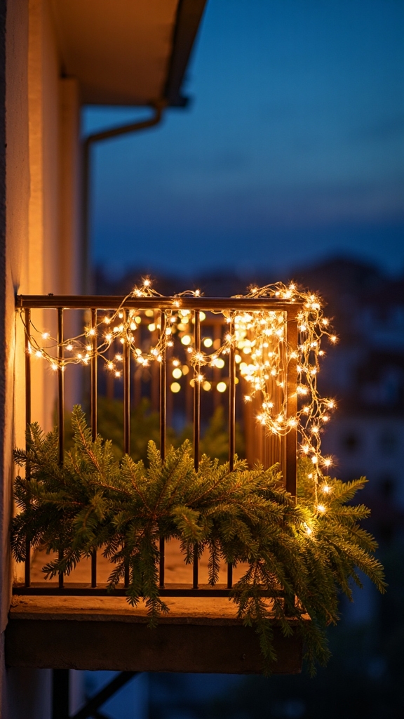 balcony railing christmas light display