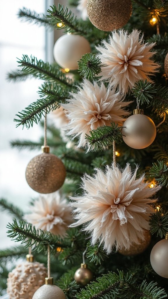 bohemian feather christmas tree decor