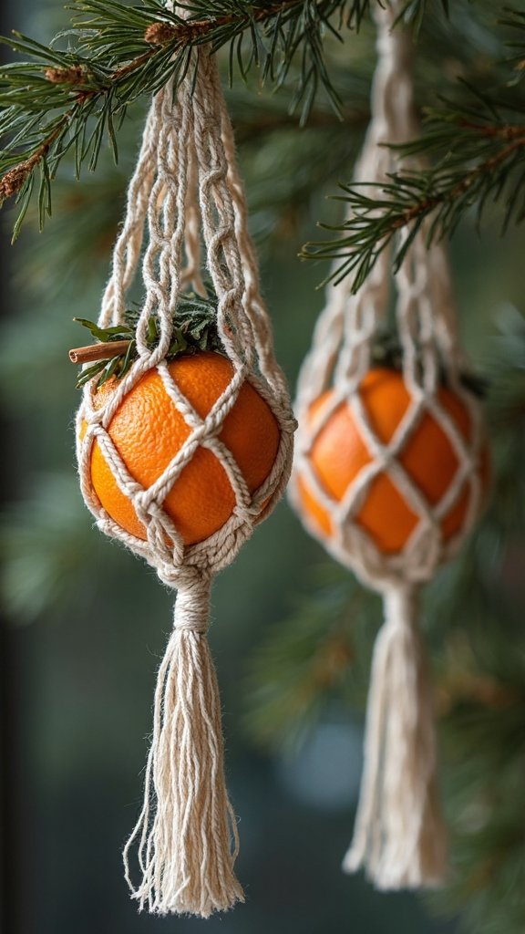 boho christmas macrame natural ornaments