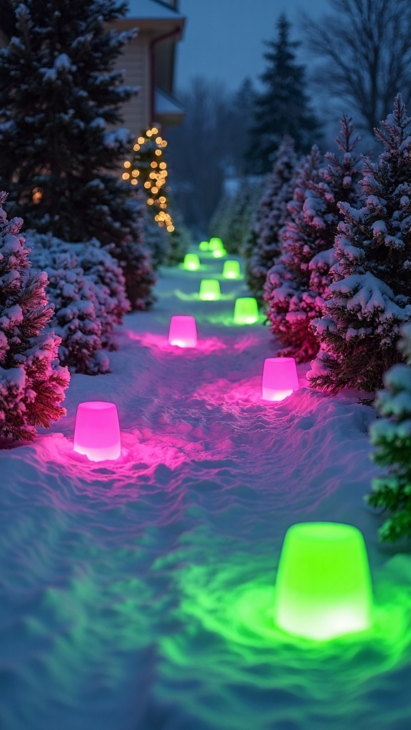 bold outdoor lighting pathway design