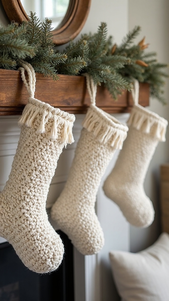 calming bohemian christmas stocking display