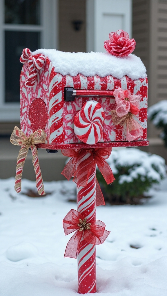 candy themed mailbox holiday decor