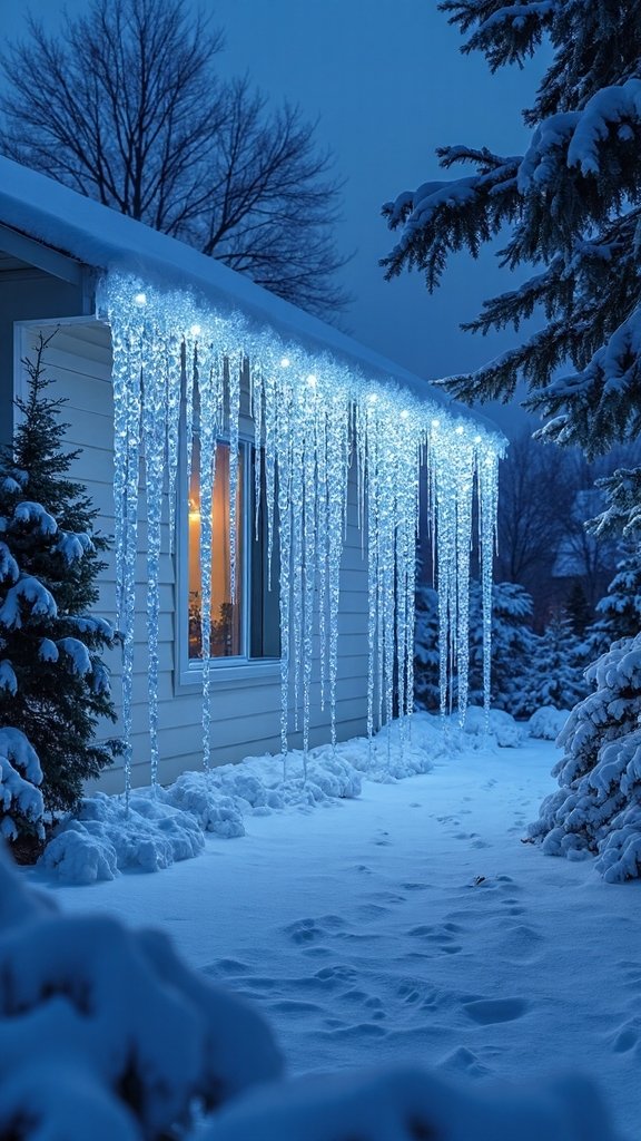 cascading icicle lights winter wonderland