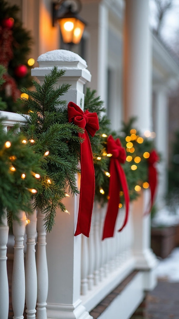 cascading porch railing christmas garland
