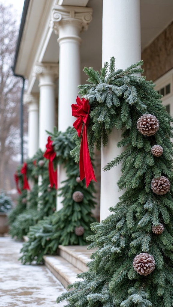 cascading winter swags dramatic column accents