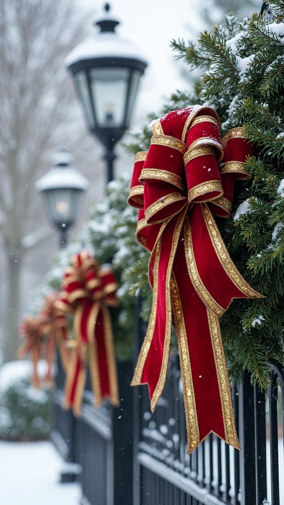 christmas outdoor bow decor