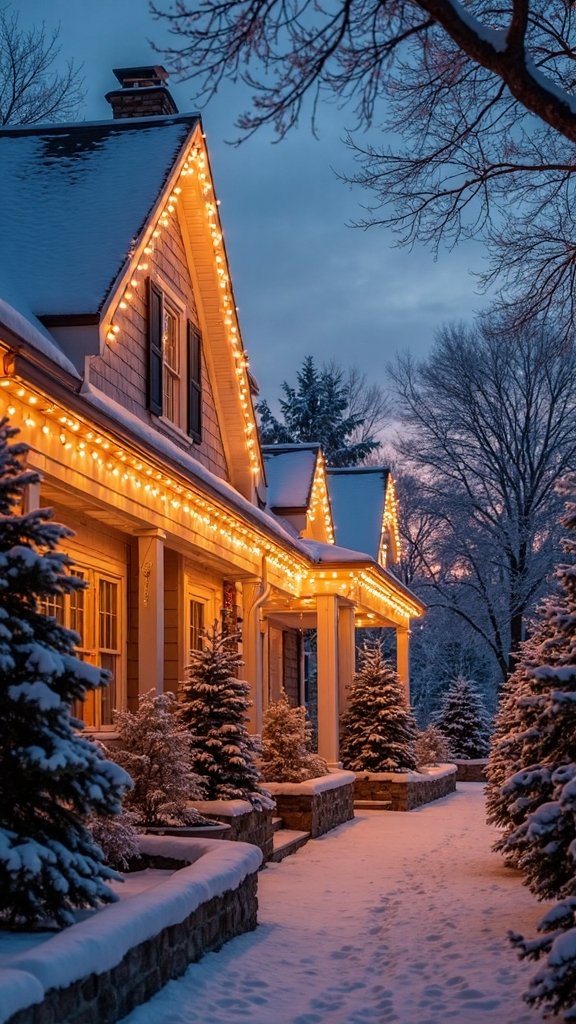 classic roofline and tree lighting