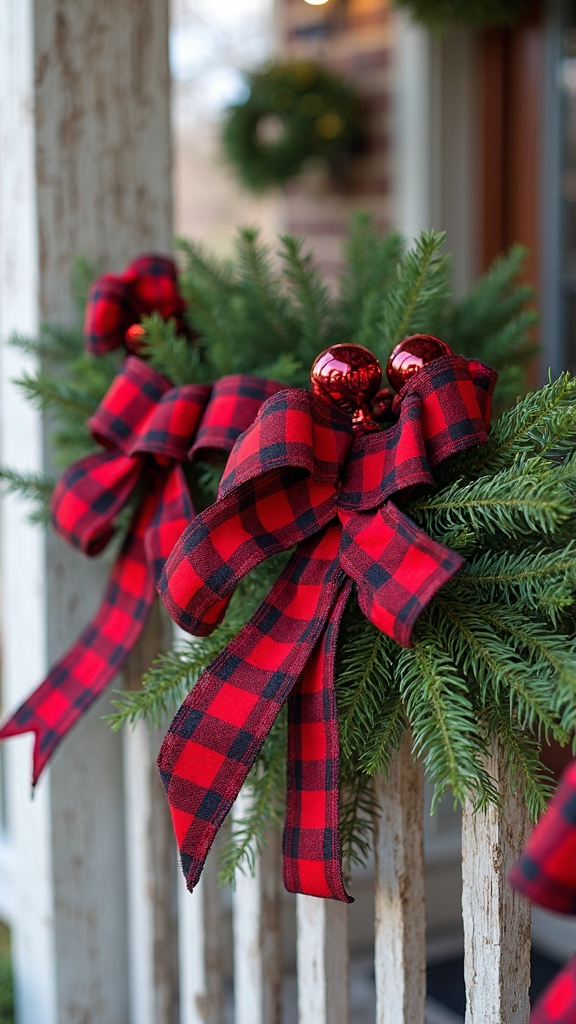 coordinated outdoor buffalo plaid ornaments