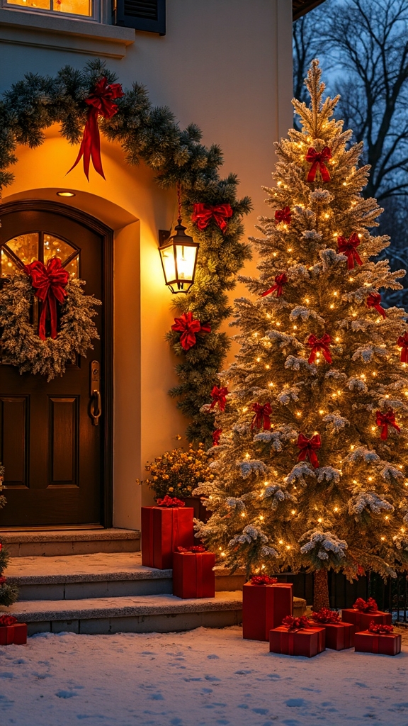 coordinated outdoor christmas tree decor