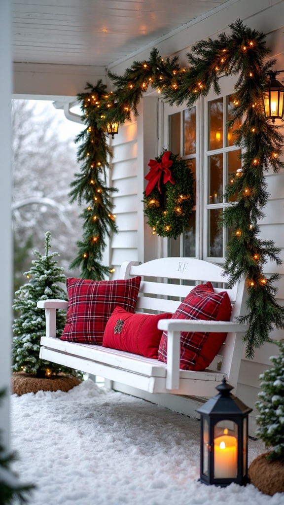 cozy cheerful christmas porch decor