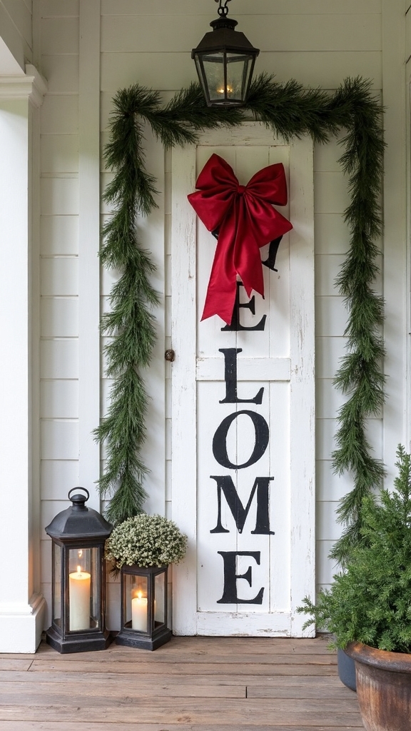 cozy farmhouse christmas welcome display