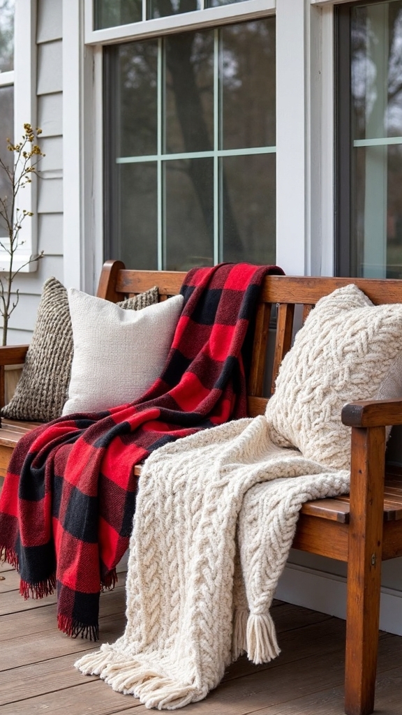 cozy layered textural seasonal porch
