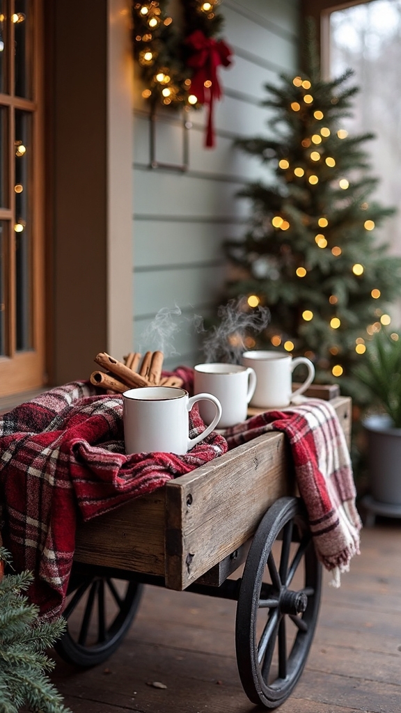cozy outdoor holiday hot cocoa station