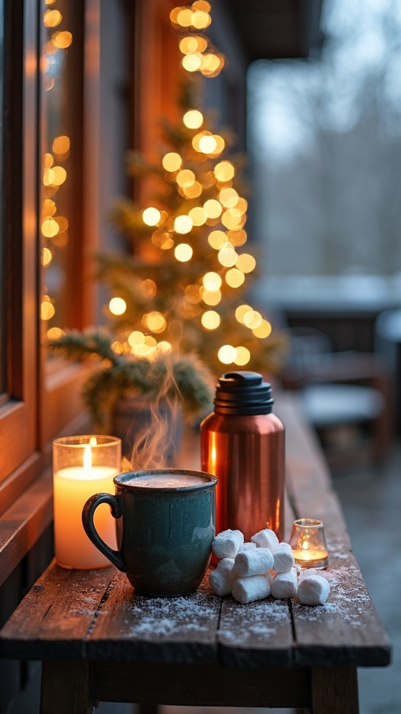 cozy outdoor winter beverage presentation hub