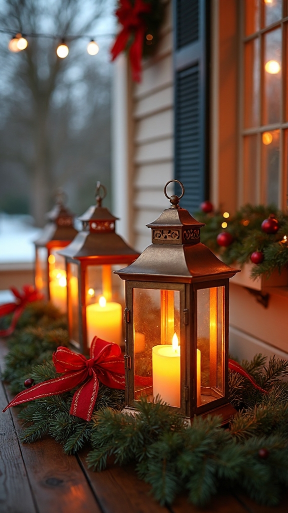 cozy outdoor winter lantern centerpiece
