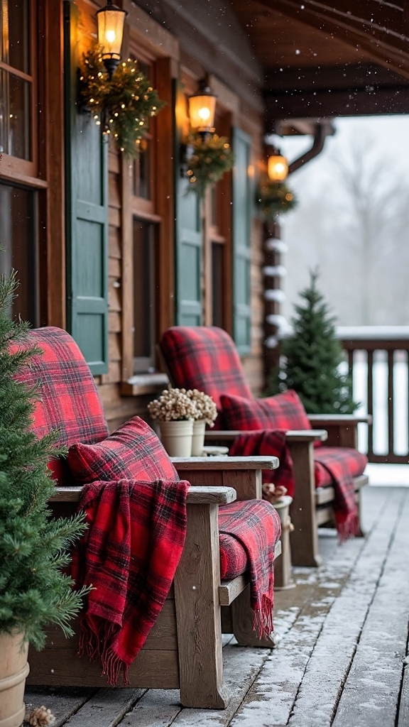 cozy plaid outdoor winter retreat