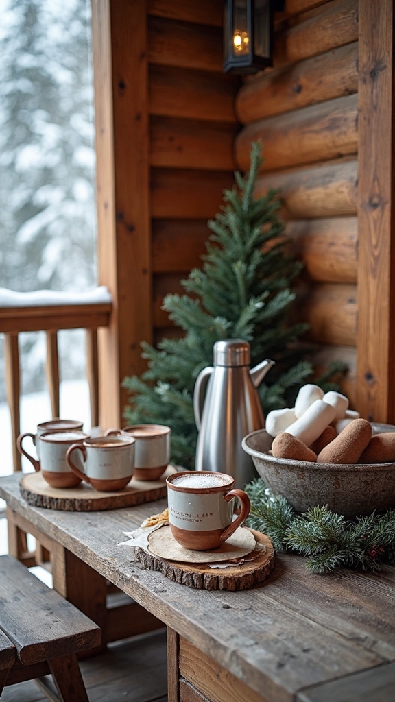 cozy rustic self serve hot cocoa station