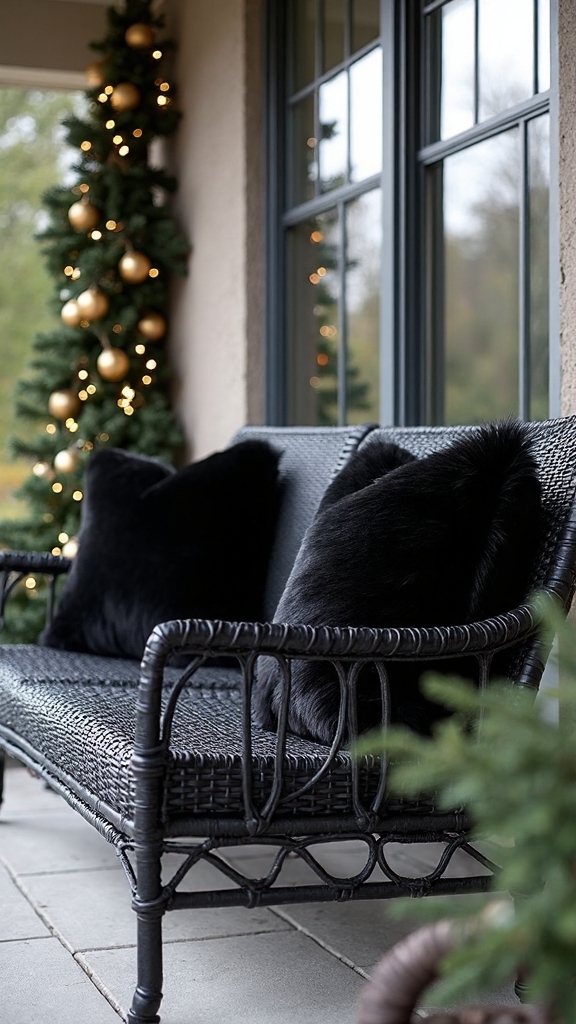 cozy sophisticated winter ready porch seating