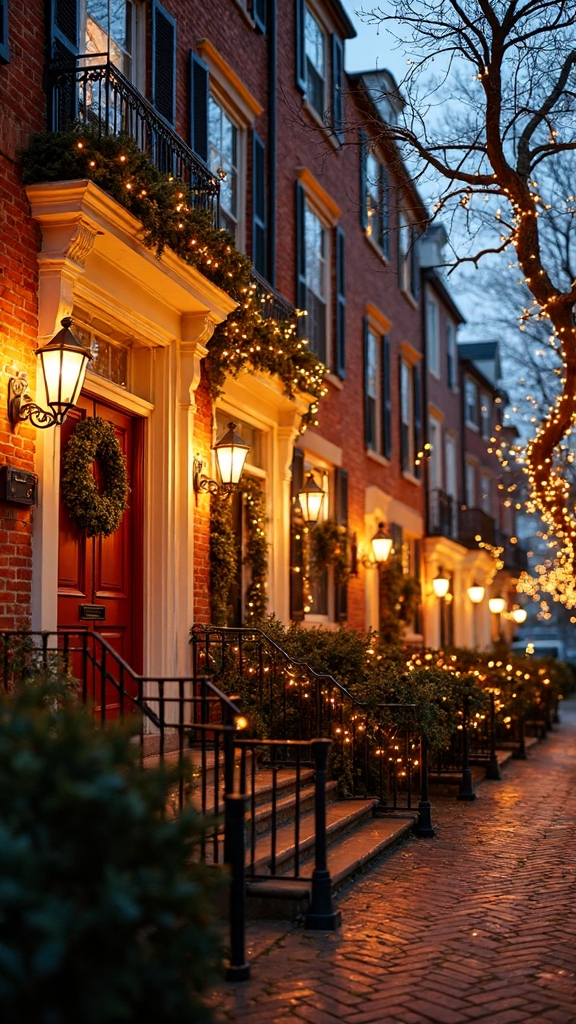 cozy townhouse outdoor holiday decor