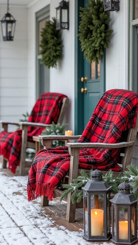 cozy welcoming winter porch decor