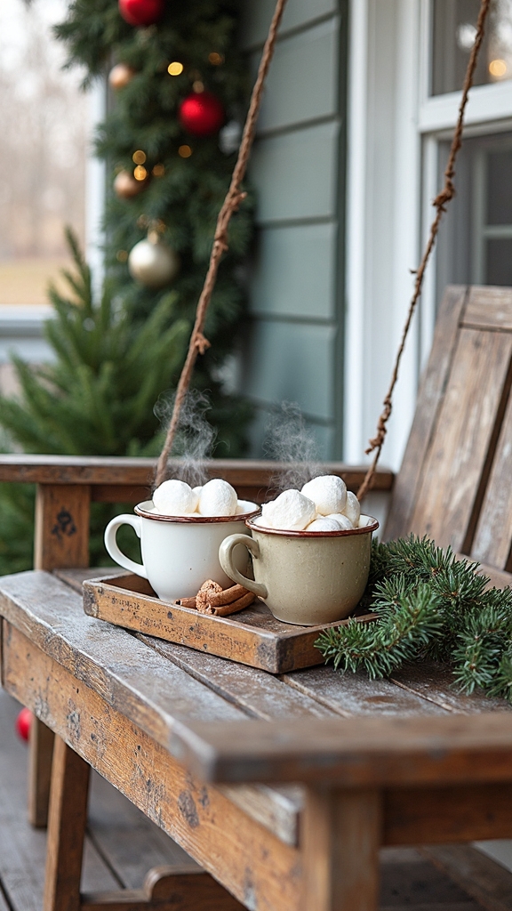 cozy winter porch cocoa station