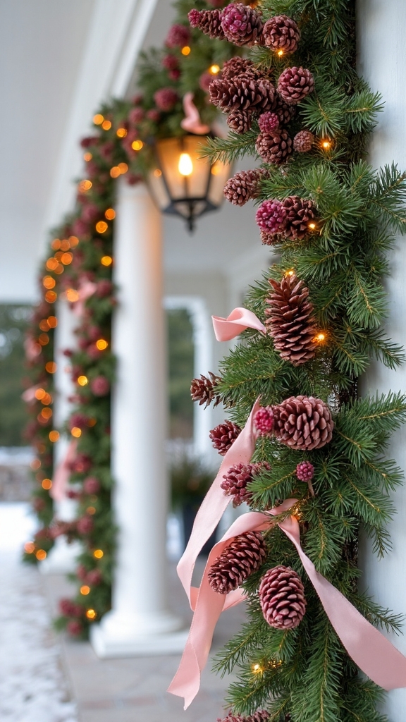 delicate natural romantic pine cone garlands