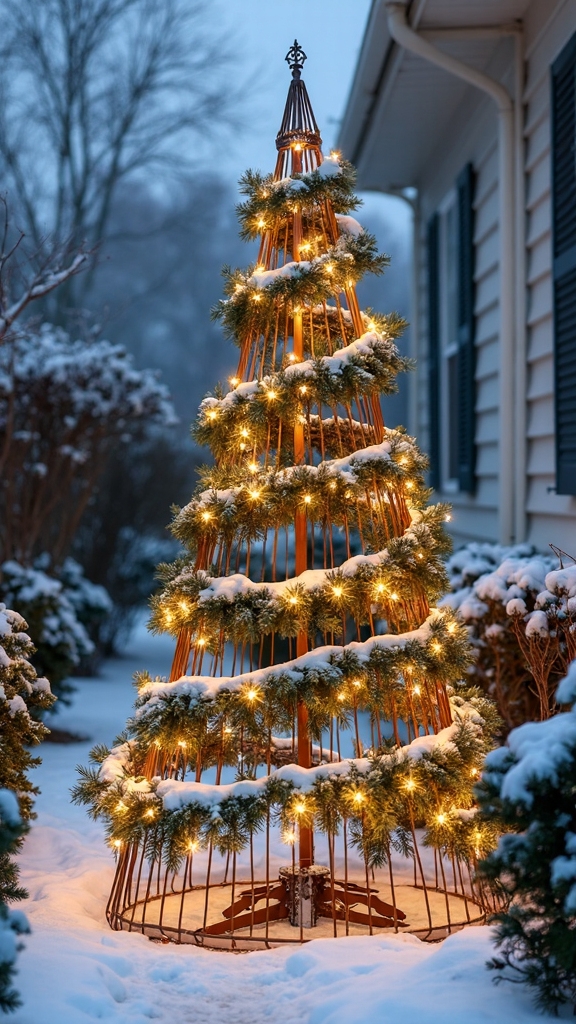 dimensional layered textural lighting enhanced winter centerpiece