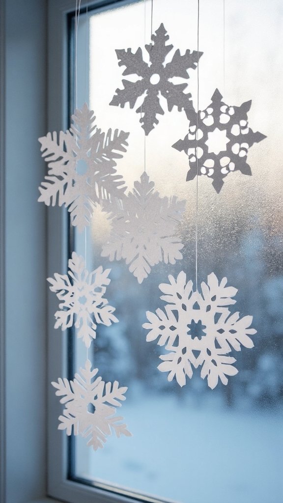 dimensional layered translucent snowflake window displays