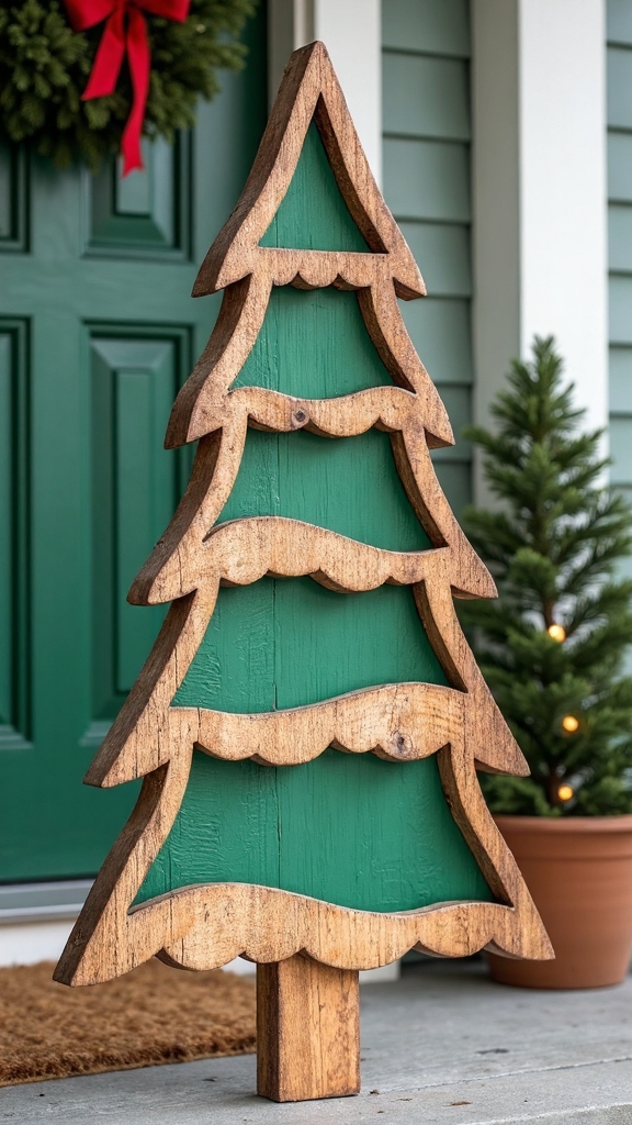 dimensional layered wood christmas tree signs