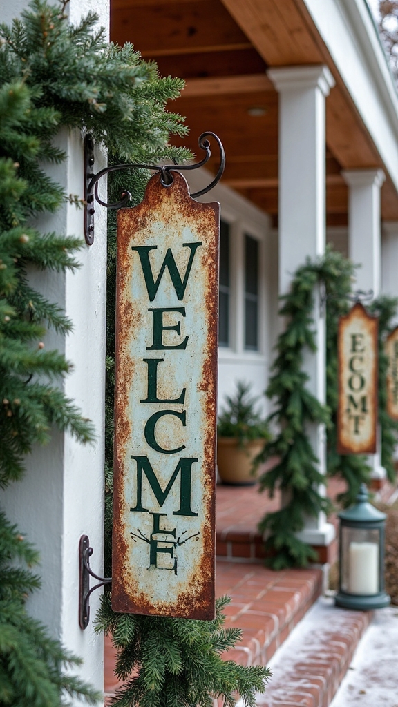 distressed vintage metal christmas signs