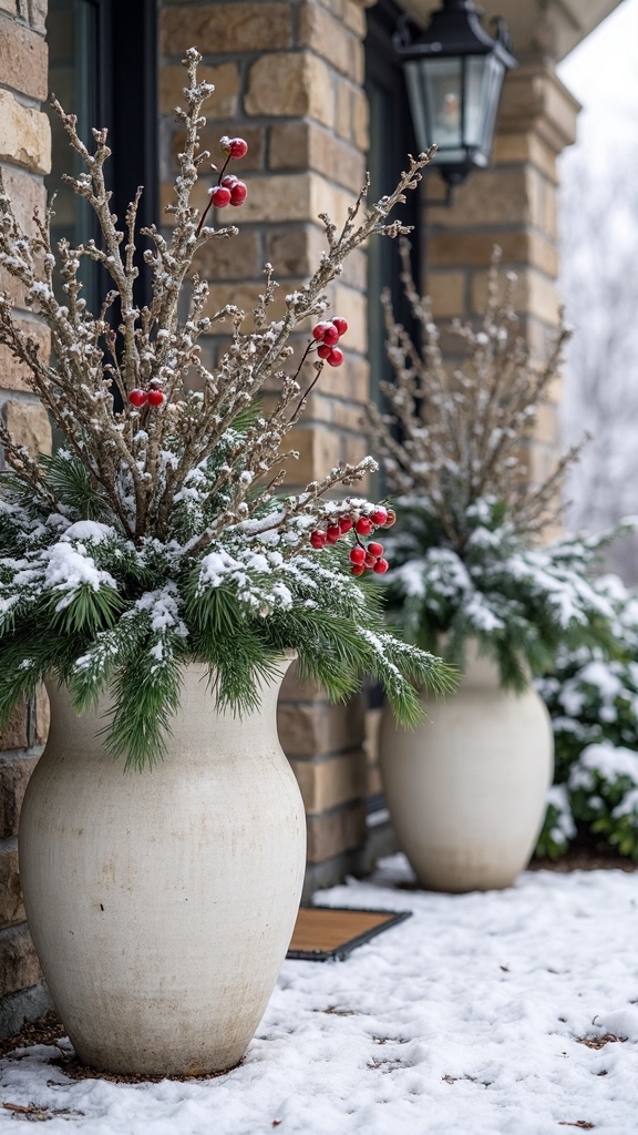 dramatic rustic winter branch arrangements