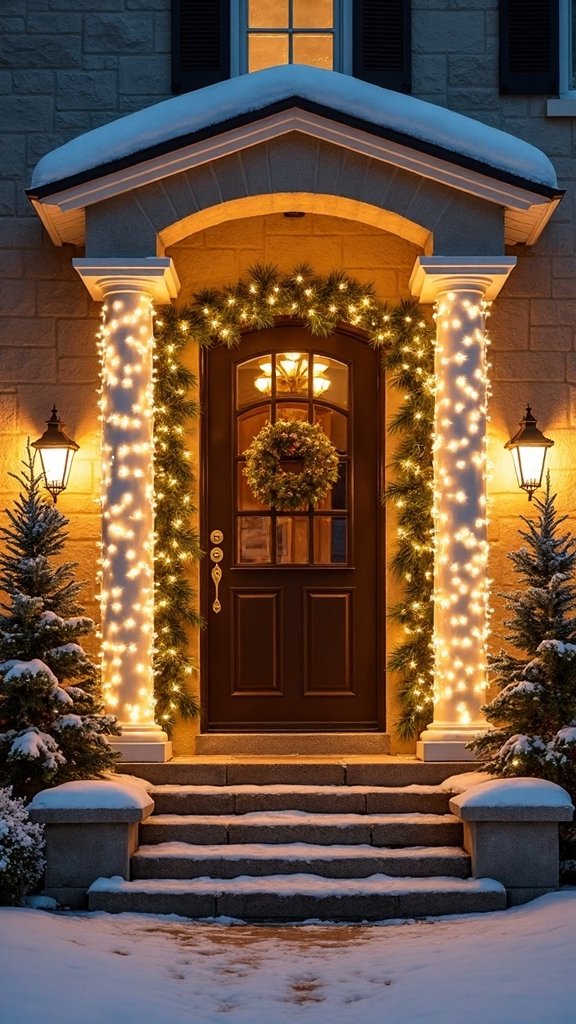 dramatic vertical entrance gateway lighting