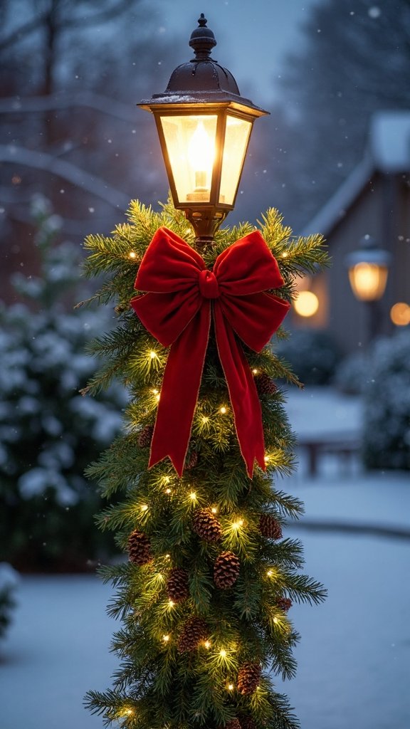 dramatic vertical woodland christmas lamp decor