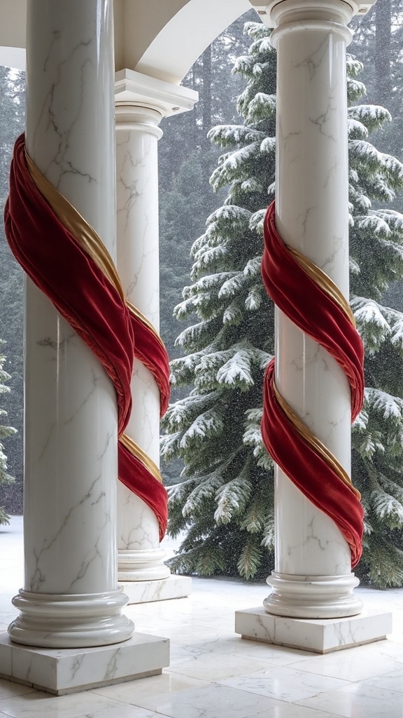 dramatic vibrant decorative holiday ribbon spirals