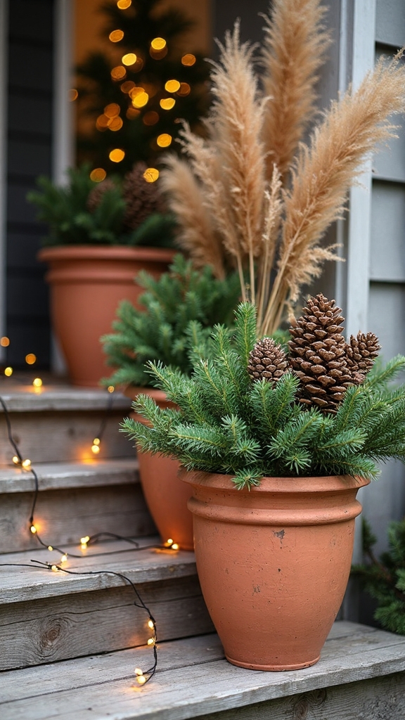 earthy textural versatile holiday planters