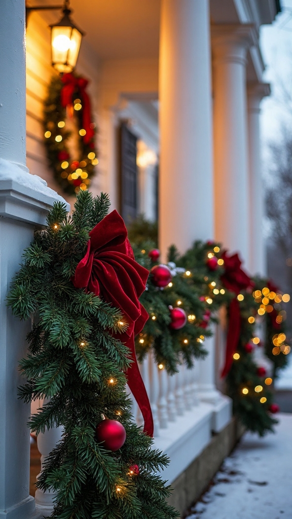 elegant colonial porch garland decor