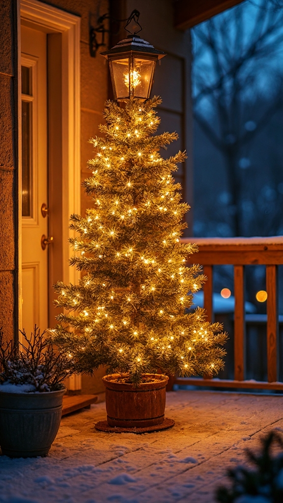 elegant cozy warm white lit trees