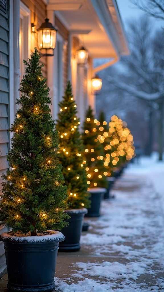 elegant geometric evergreen holiday topiaries
