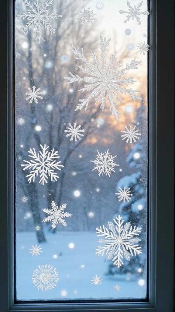 elegant glass etched minimalist removable snowflakes
