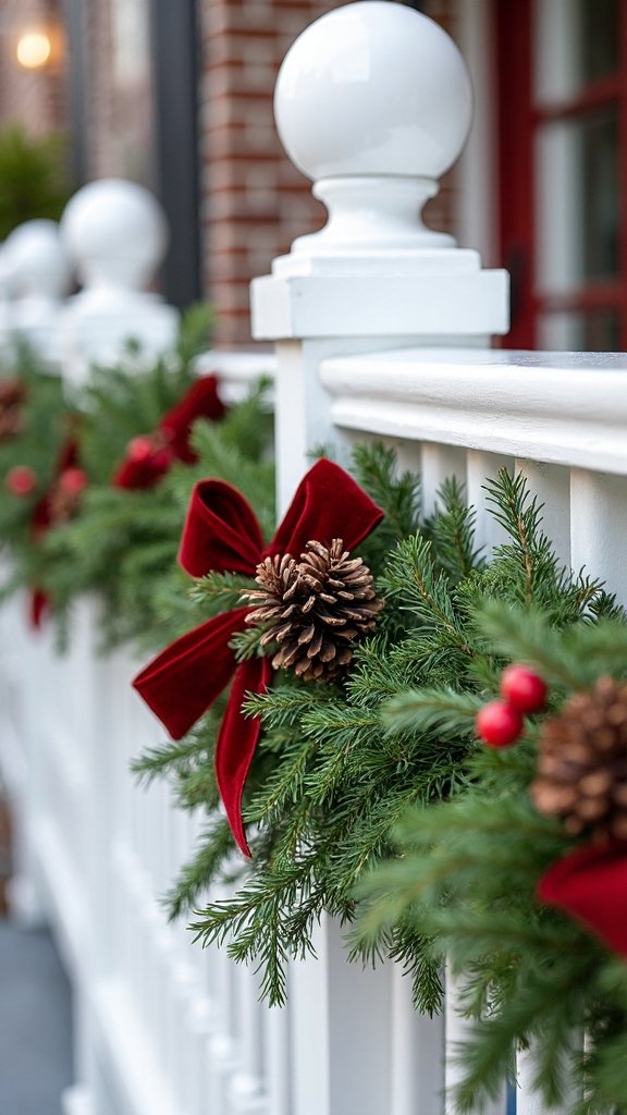 elegant holiday greenery ribbon display