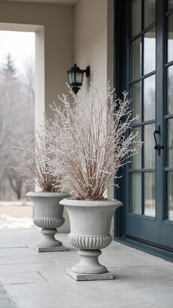 elegant minimalist winter porch displays