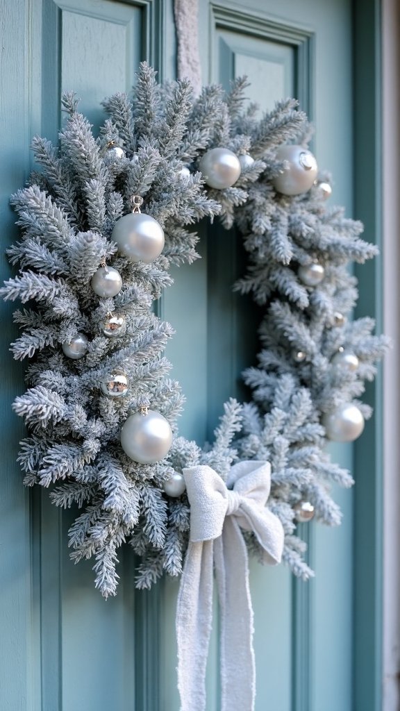 elegant monochromatic winter wonderland wreath