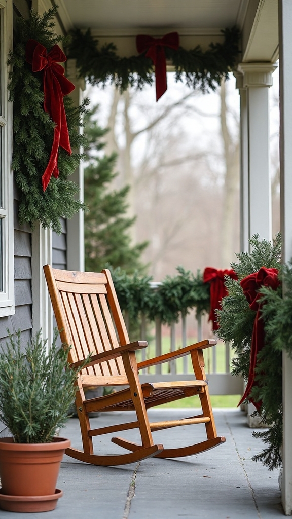 elegant porch greenery holiday decor