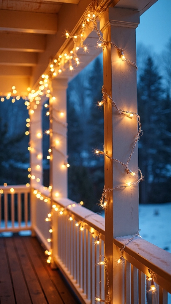 elegant porch winter lighting display