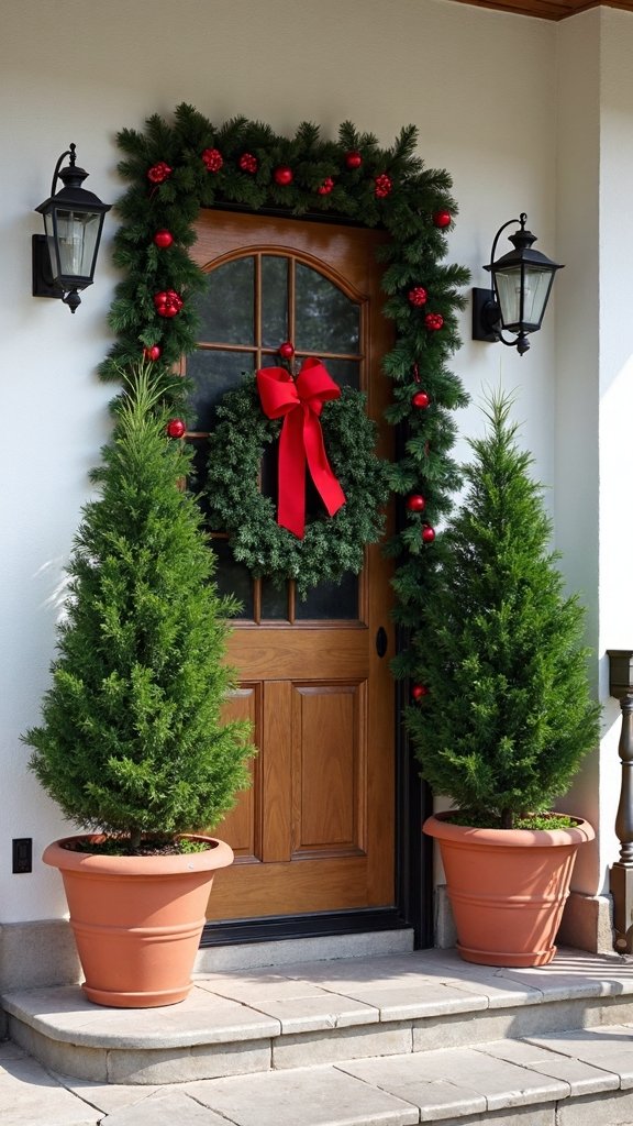 elegant potted evergreen entryway decor