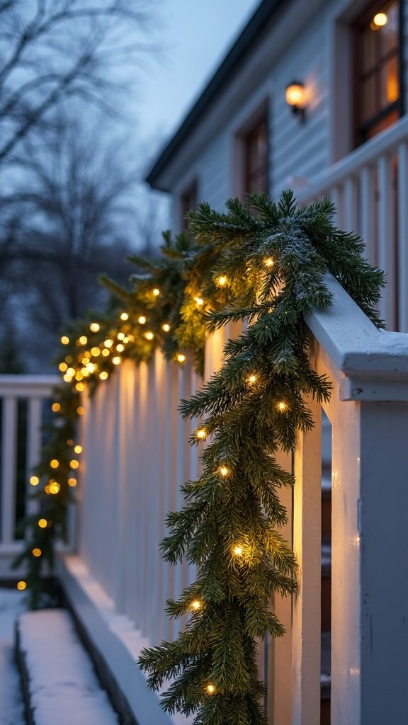 elegant stair railing holiday garland
