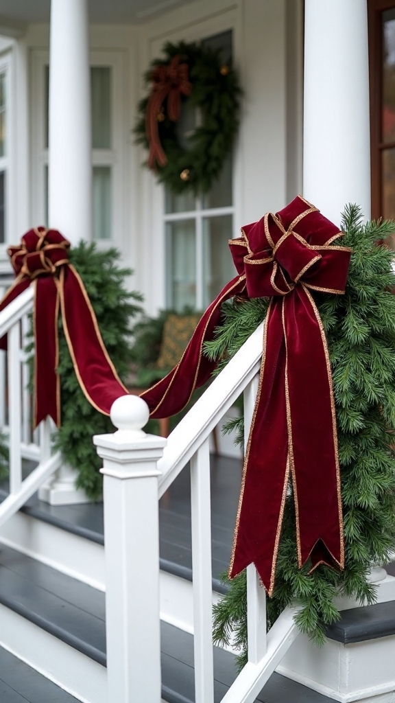 elegant velvet holiday railing decor