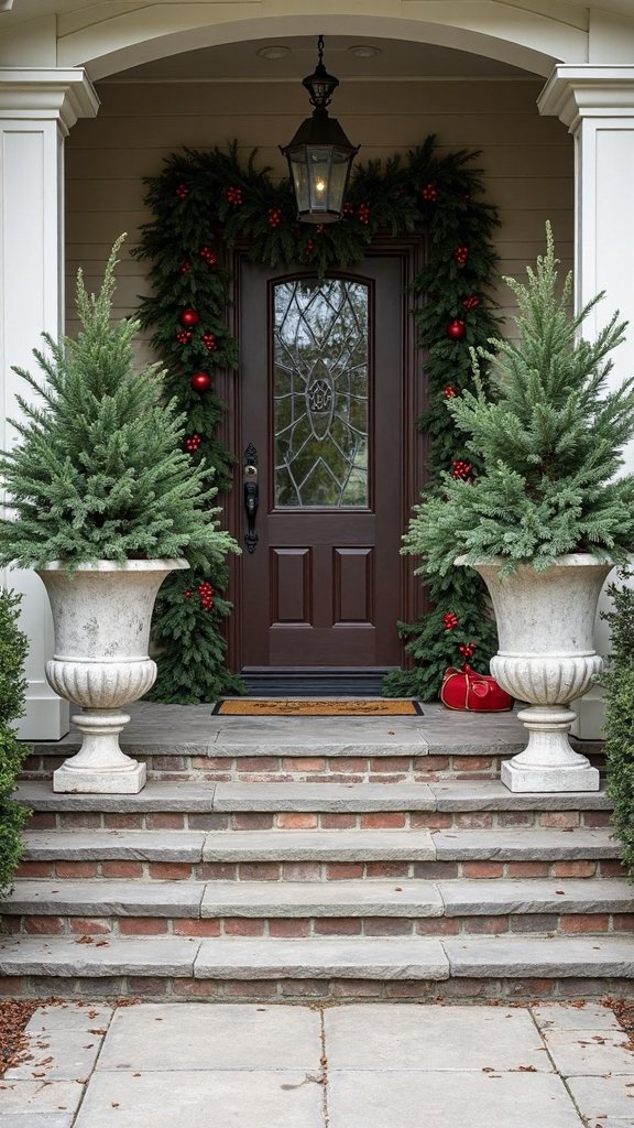elegant winter porch greenery displays